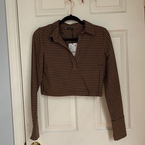 Brand new Zara houndstooth crop top - never worn, tags attacked